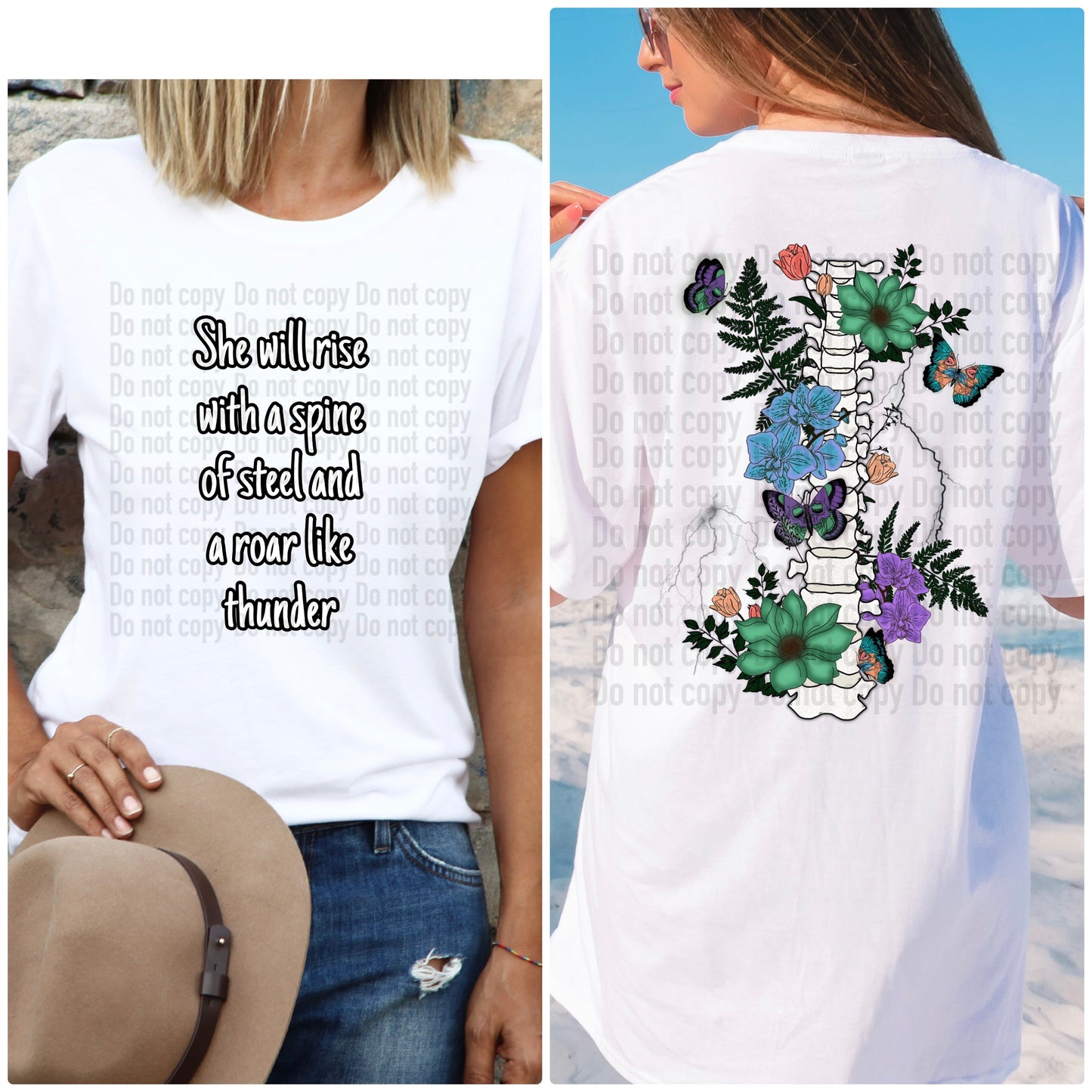 She Will Rise Front & Back Design Affirmation