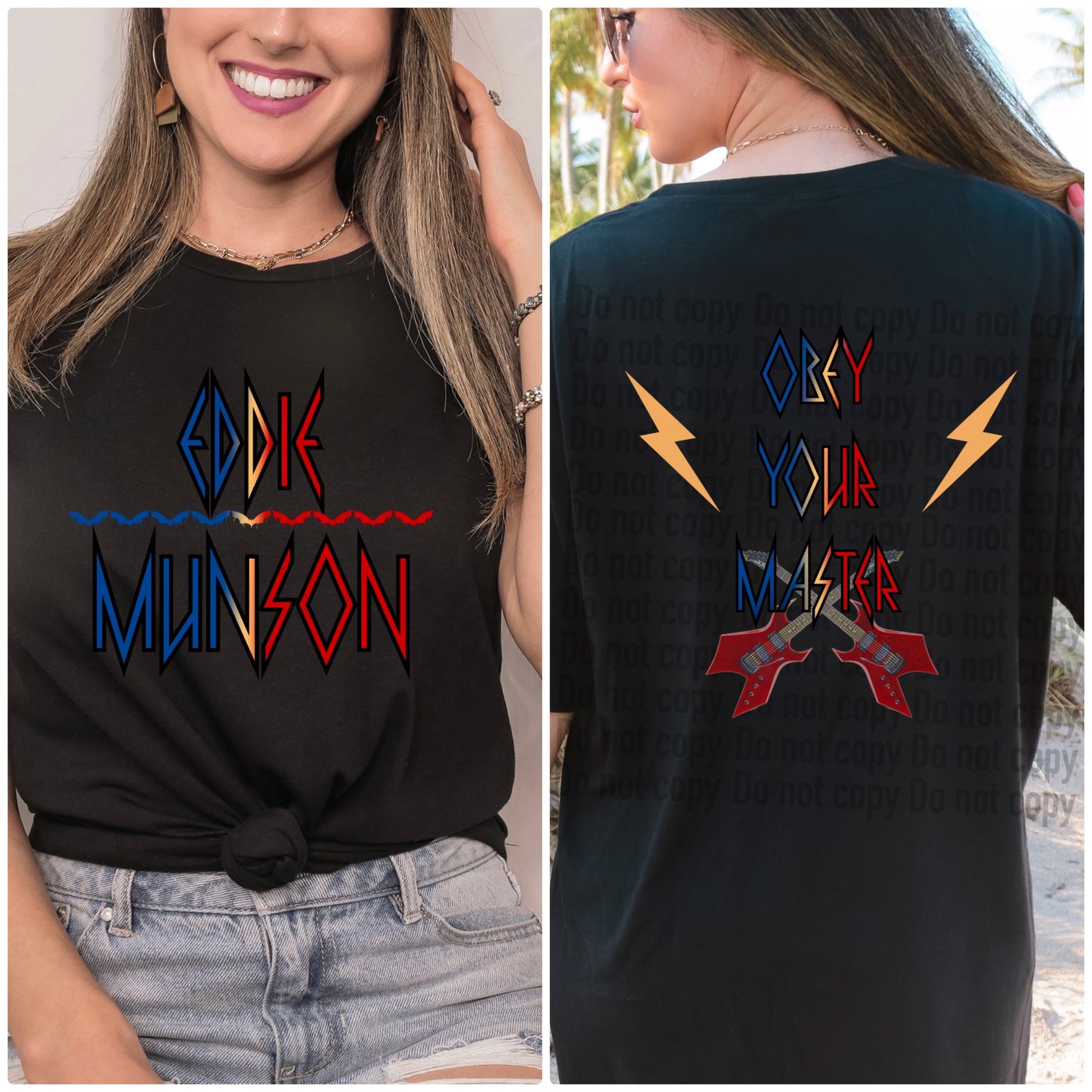 Eddie Munson Obey Your Master w/Lightning Bolts F&B