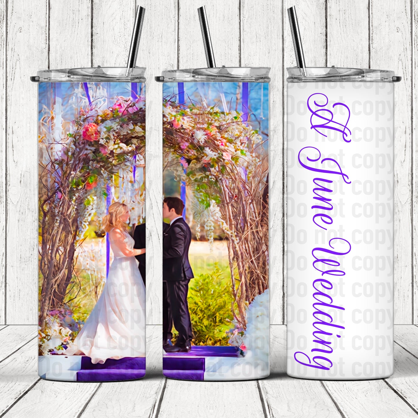 June Wedding Vows With Text 20oz Skinny Tumbler