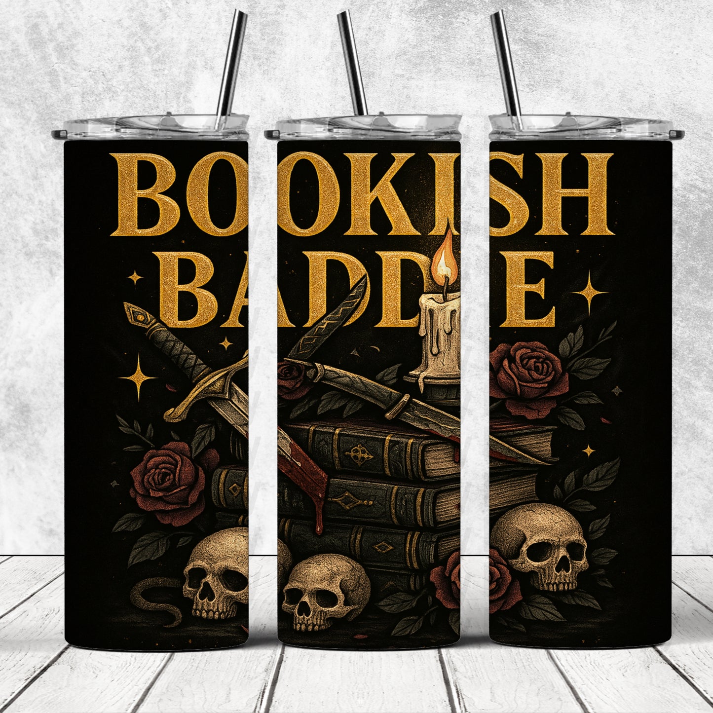Bookish Baddie- Dark 20oz Skinny Tumbler