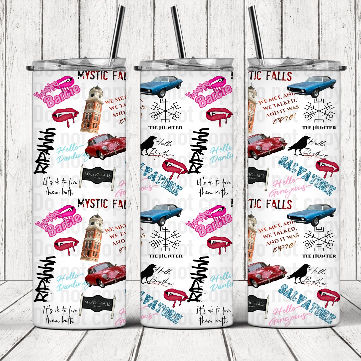 Multi Iconic Images TVD 20oz Skinny Tumbler