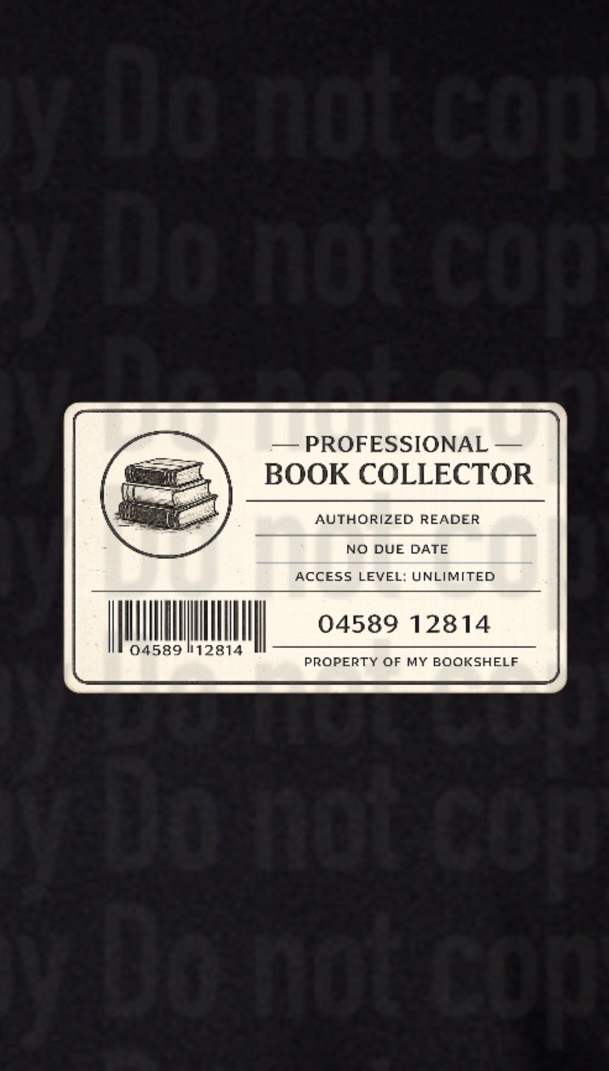 Professional Book Collector Library Card