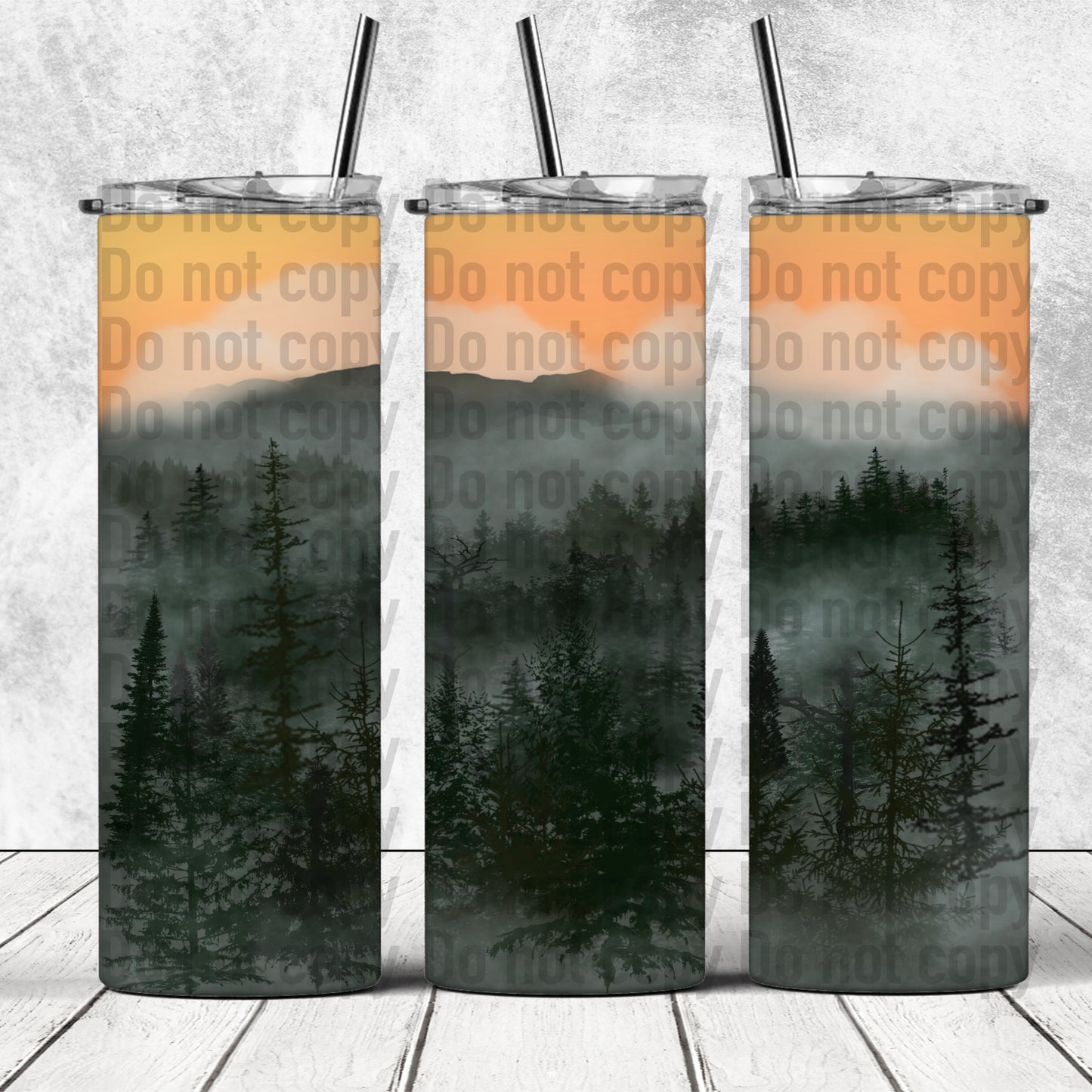 Foggy Mountains Landscape Nature Wilderness Sunset - 20oz Skinny Tumbler