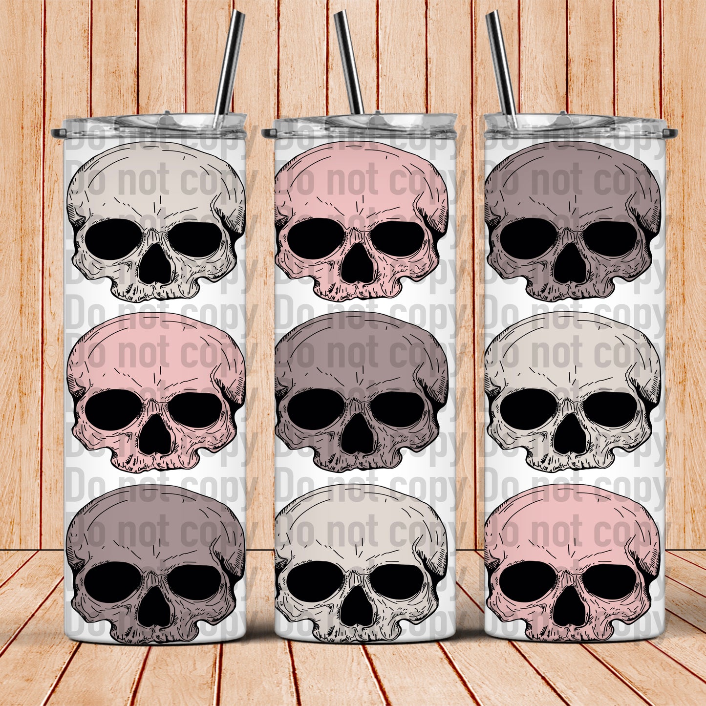 Pastel Skulls -20oz Skinny Tumbler