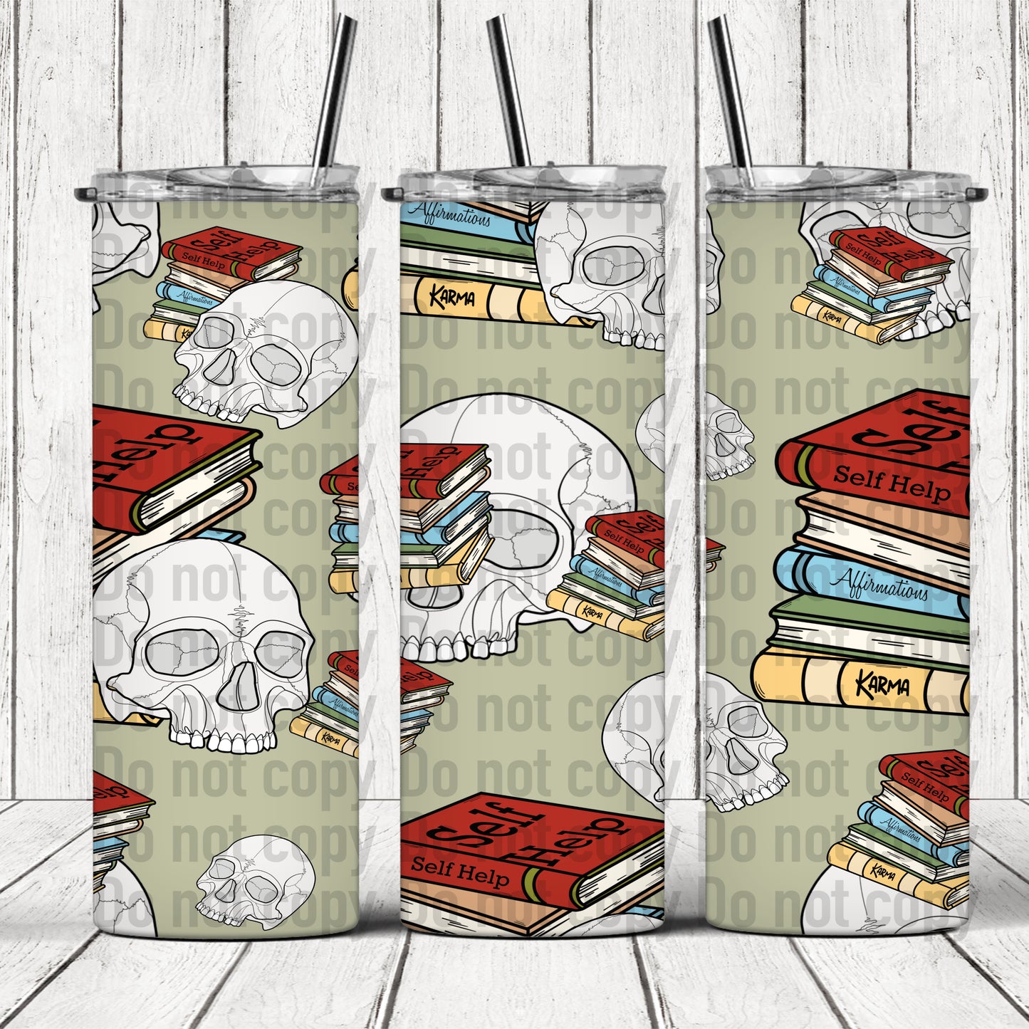 Skellie Book Large Seamless - 20oz Skinny Tumbler