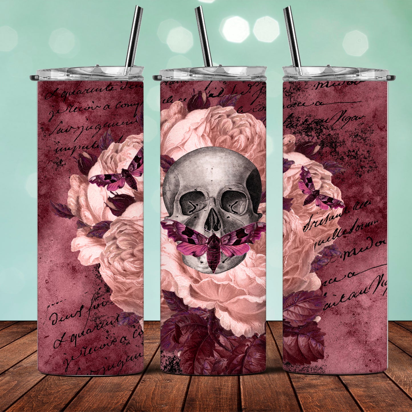 Moth And Skull - 20oz Skinny Tumbler