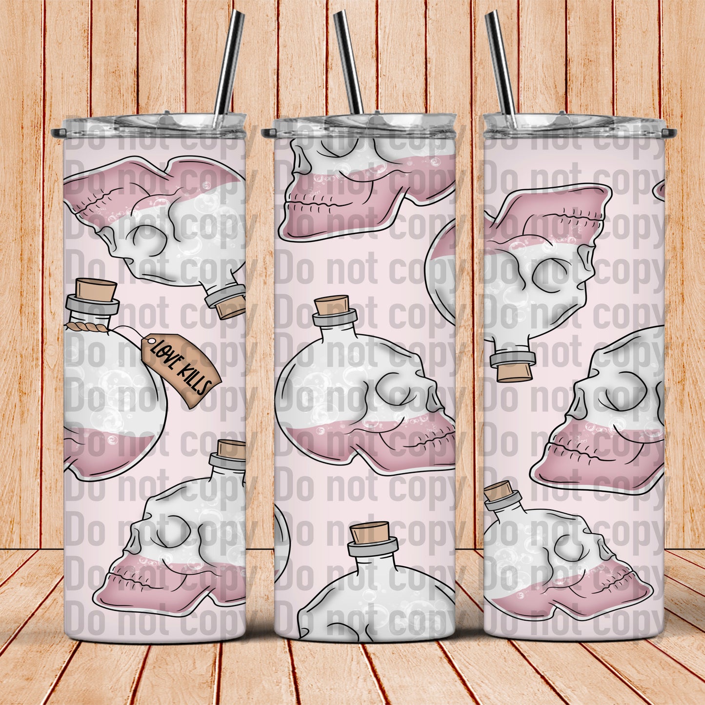 Love Kills Skull Potion Bottle - 20oz Skinny Tumbler