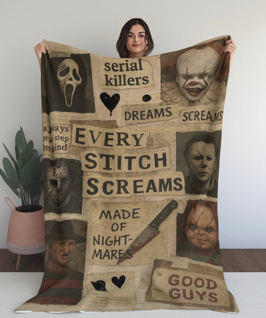 Every Stitch Screams Horror Photo Blanket - Pre Order