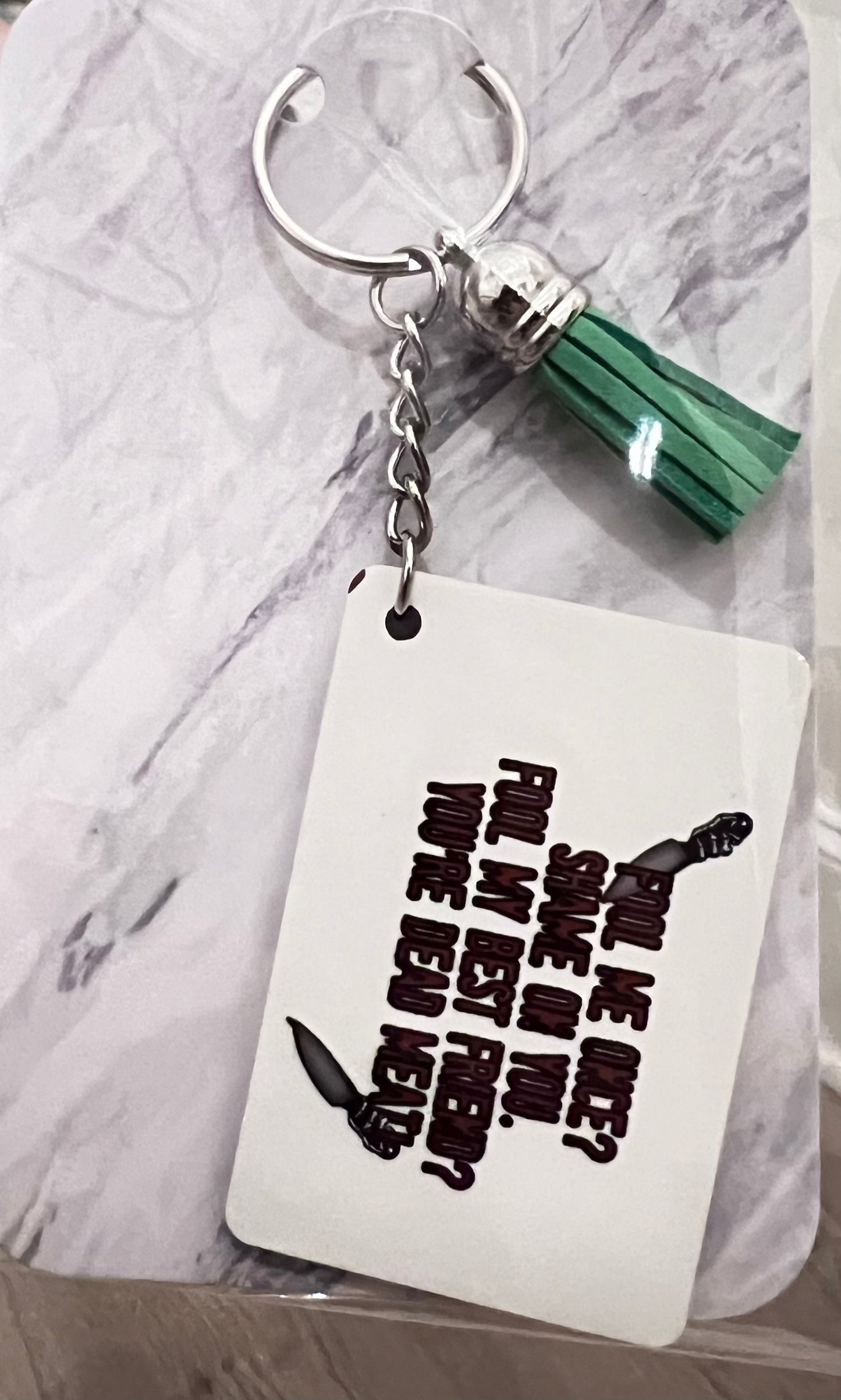 Fool Me Once PLL Aria Hanna Emily Alison Spencer Keychain - Accessories