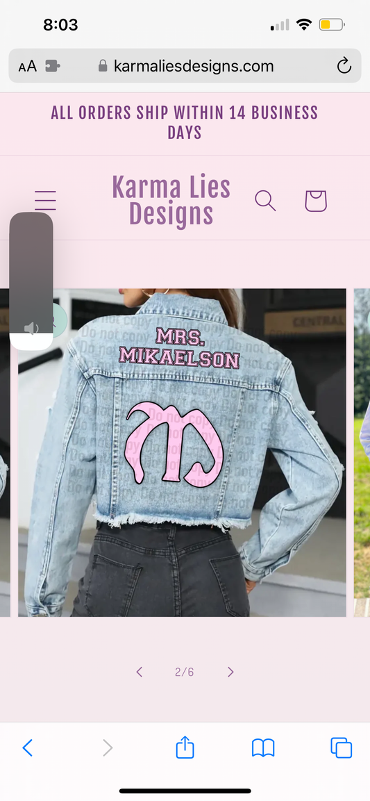 Mrs Mikaelson Cropped Denim Jacket RTS