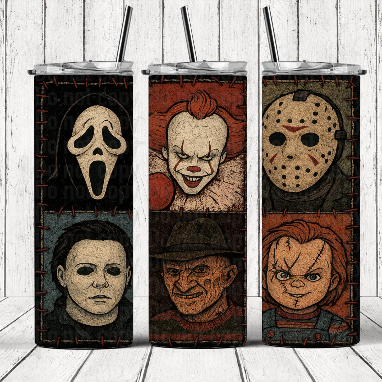 Horror Patchwork 20oz Skinny Tumbler