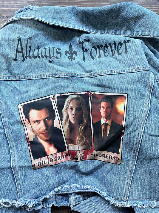 Mikaelson Trio Cards Cropped Denim Jacket  RTS