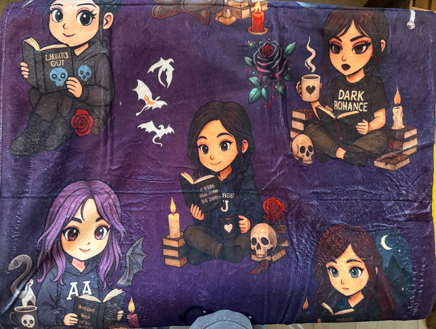 Chibi Bookish Girls Blanket - RTS