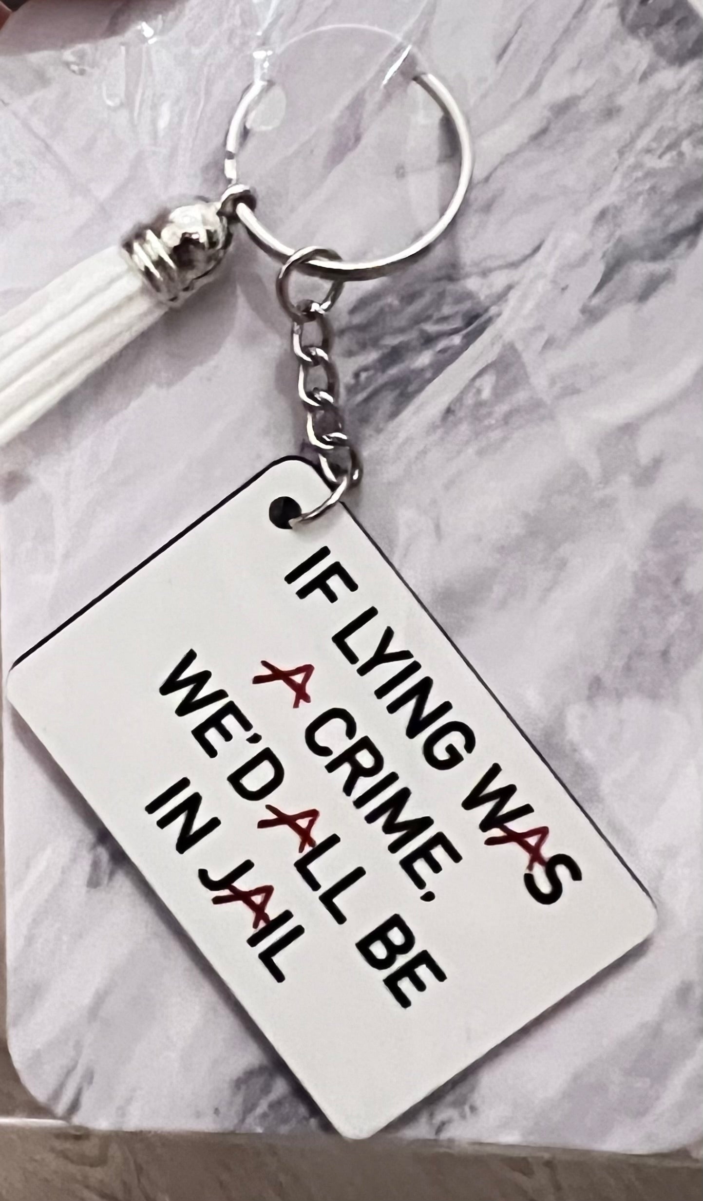 If Lying Was A Crime PLL Aria Hanna Emily Alison Spencer Keychain - Accessories