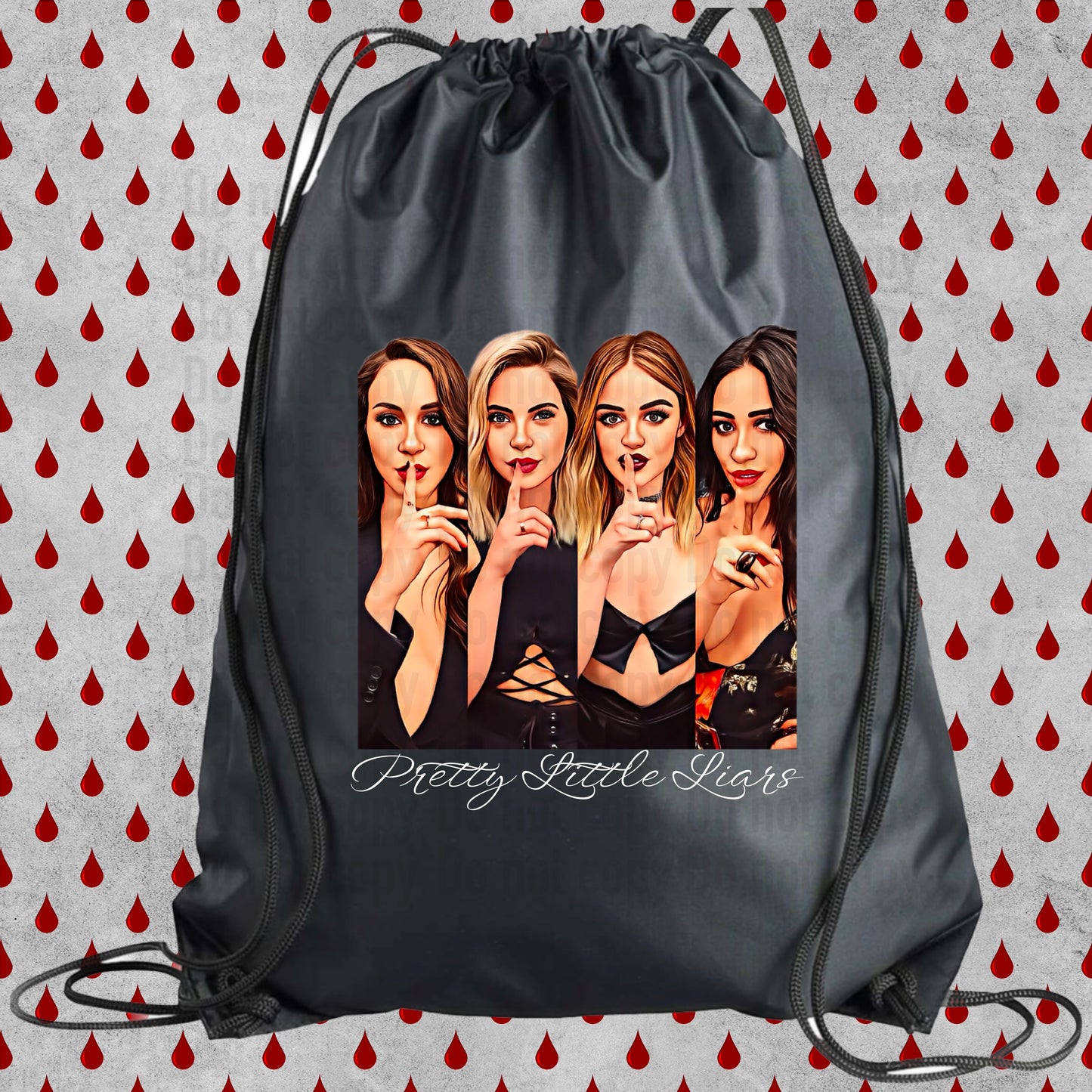 Cartoon Style Ssshhh Girls PLL Cinch Bags