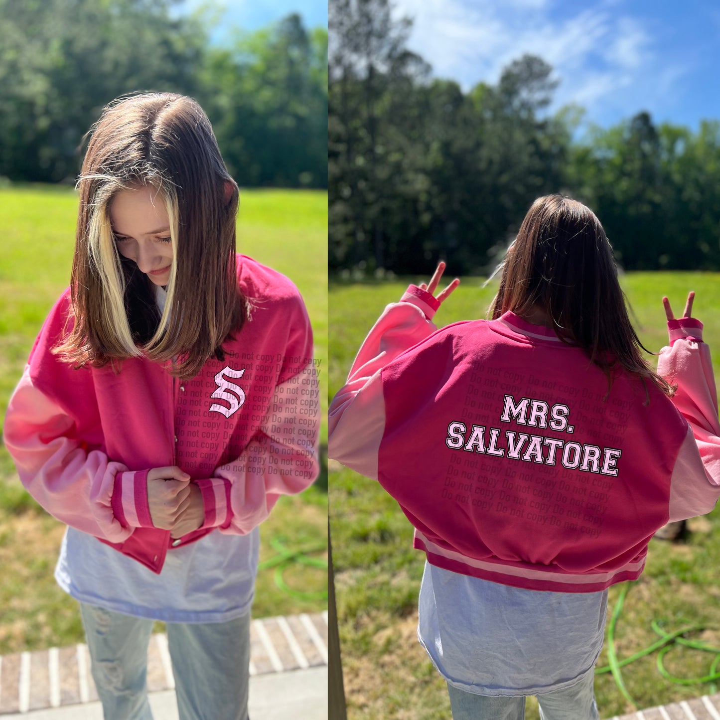 Mrs. Salvatore or Mrs. Mikaelson Cropped Varsity Jacket