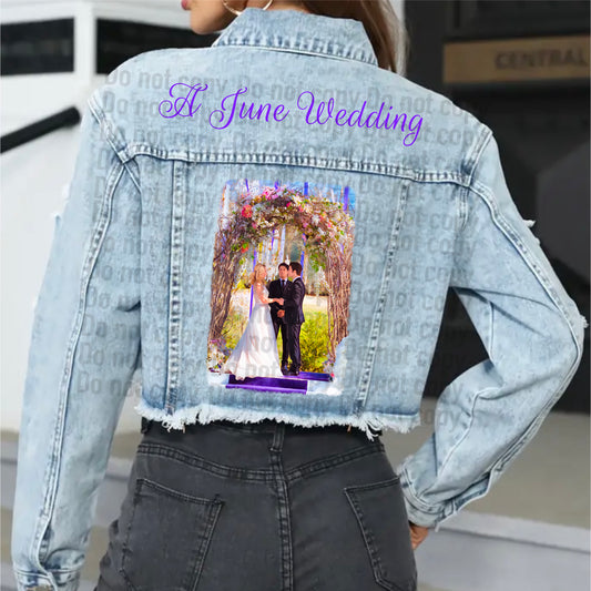 TVD June Wedding CROP Blue Denim Raw Hem Jacket