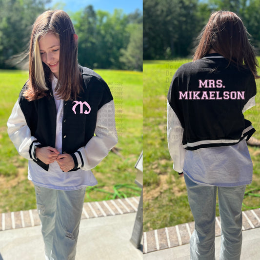 Mrs. Salvatore or Mrs. Mikaelson Cropped Varsity Jacket