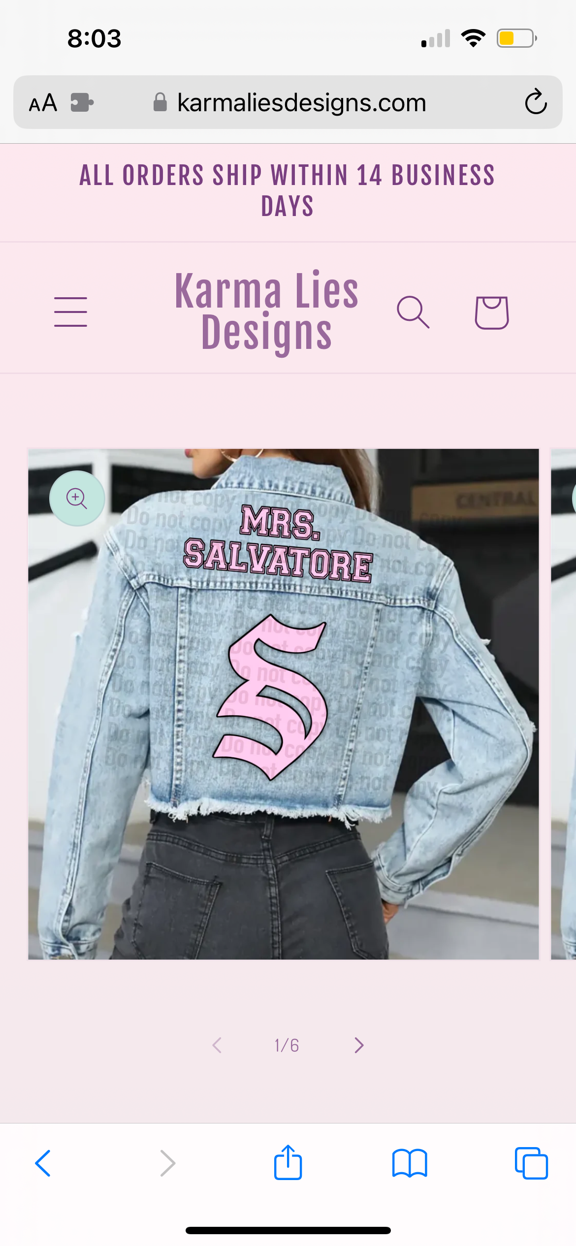 Mrs Salvatore Cropped Denim Jacket  RTS