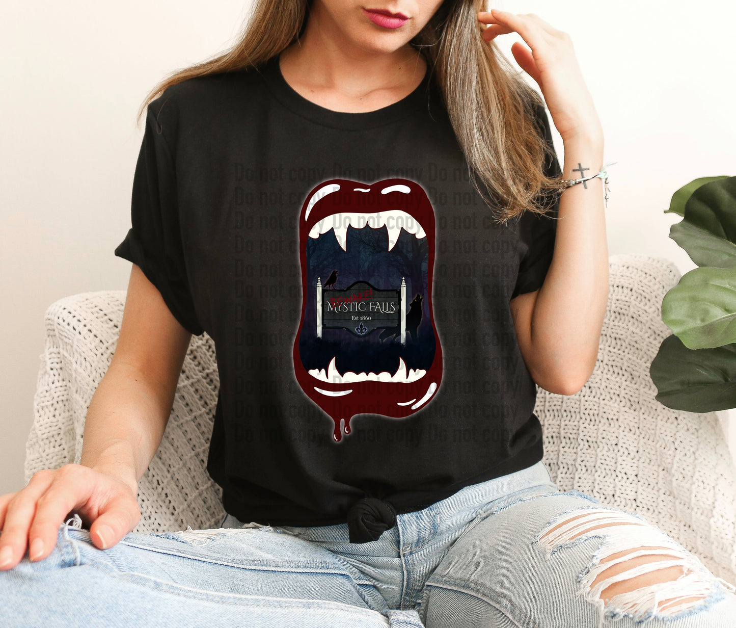 Mystic Falls Vampire Mouth Scene Vampire Diaries The Originals - T-Shirt & Hoodie