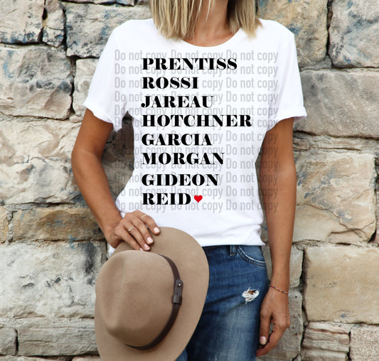 Criminal Minds Names - T-Shirt & Hoodie
