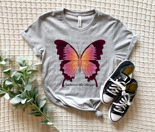 Embrace The Change Colorful Ombré Butterfly- T-Shirt & Hoodie