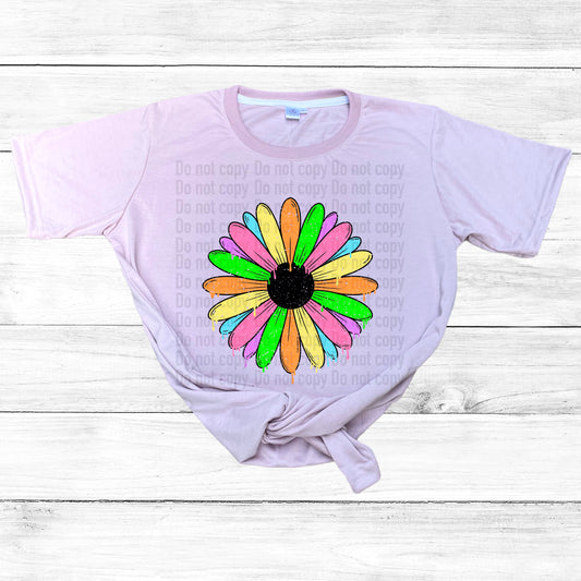 Drippy Colorful Daisy Flower - T-Shirt & Hoodie