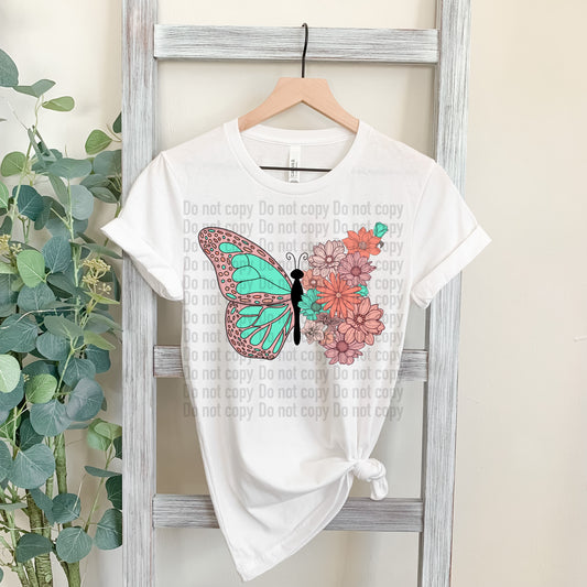 Half Floral Half Butterfly- T-Shirt & Hoodie
